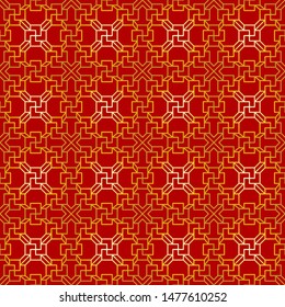 Red and golden chinese traditional pattern collection. Abstract asian background. Decorative chinese wallpaper. Endless texture for wallpaper, pattern fills, web page background, surface textures