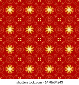 Red and golden chinese traditional pattern collection. Abstract asian background. Decorative chinese wallpaper. Endless texture for wallpaper, pattern fills, web page background, surface textures