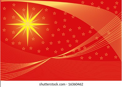 red golden Christmas background with stars