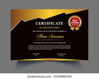 Red and golden color certificate borer design template, diploma Certificate of achievement unique design concept