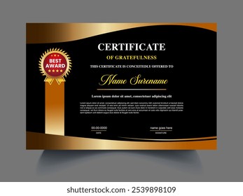 Red and golden color certificate borer design template, diploma Certificate of achievement unique design concept