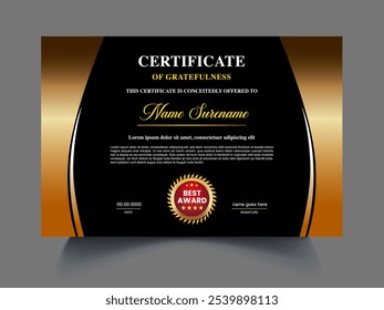 Red and golden color certificate borer design template, diploma Certificate of achievement unique design concept