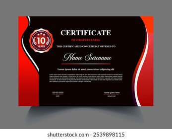 Red and golden color certificate borer design template, diploma Certificate of achievement unique design concept