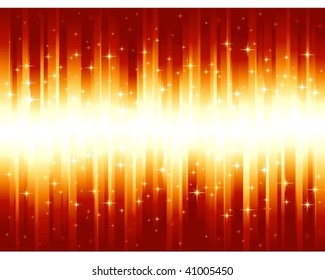 Red golden festive background with stars.  Use of 9 global color swatches. Can be tiled horizontally to custom size.