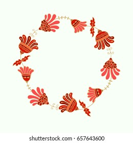 Red - golden floral vector  wreath