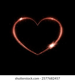 Red Golden Light Heart Collection: sparkling particles and shining frames on transparent and dark backgrounds for romantic and festive design projects