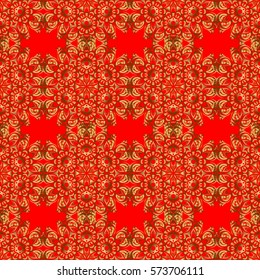 Red and golden pattern. Elegant vector classic seamless pattern. Seamless abstract ornament on red background with repeating elements.