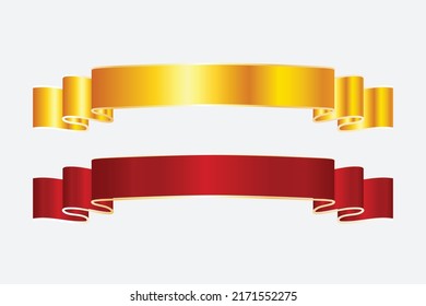Red And Golden Ribbon Banner Design