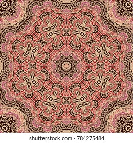 Red - golden seamless ornamental vector pattern