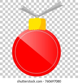 Red and Golden Shining Blank Tag, Christmas Ball Shape, at Transparent Effect Background
