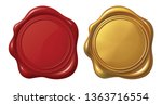 Red and Golden Stamp wax seal_Vector EPS 10