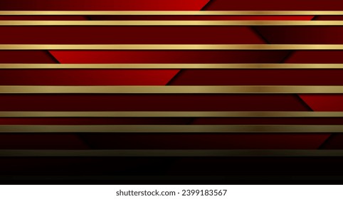 Red and golden tech geometric abstract background. Corporate vector design