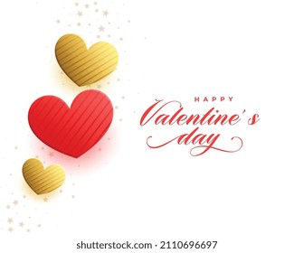red and golden valentines day hearts background