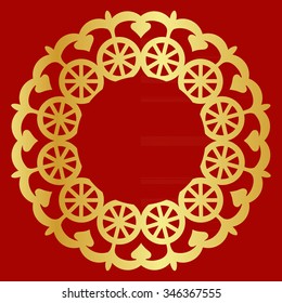 Red golden vector snowflake ornament
