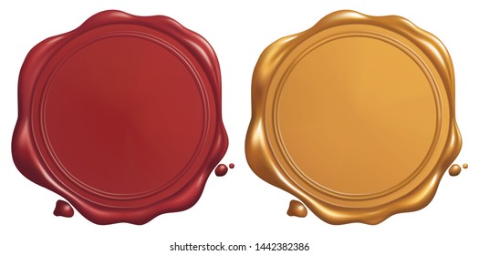 Red and Golden Wax Seal - Shutterstock ID 1442382386