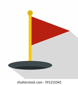 Red golf flag icon. Flat illustration of red golf flag vector icon for web   on white background
