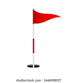 Red Golf Flag On White Background. Vector Stock Illustration