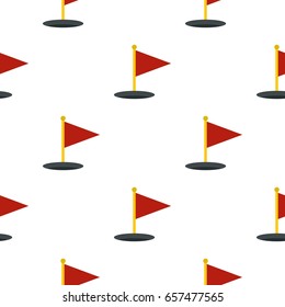 Red golf flag pattern seamless background in flat style repeat vector illustration