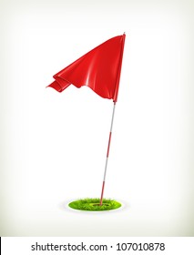 Red golf flag, vector
