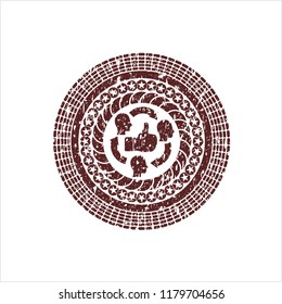 Red good customer feedback icon inside distress rubber grunge texture seal
