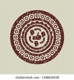 Red good customer feedback icon inside distressed grunge seal