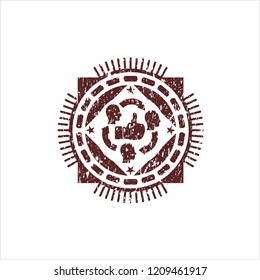 Red good customer feedback icon inside distressed rubber texture