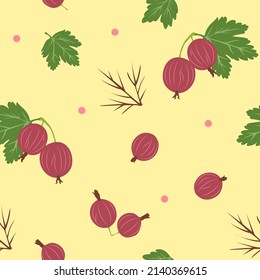 Red goose berries seamless pattern. Vector illustration