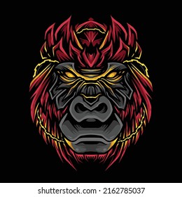 red gorilla head vector illustration