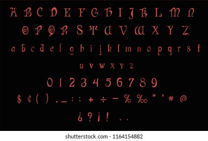 Red gothic font