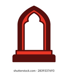Red Gothic Gravestone Vector Illustration Isolated on White Background for Halloween, Horror, and Cemetery Design
