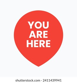 Red gps mark with text you are here. Vector Illustration