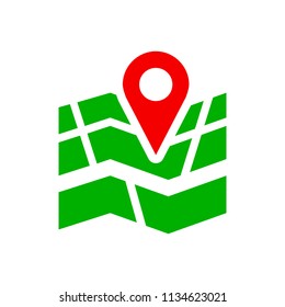 Red GPS navigator location on city map icon – for stock