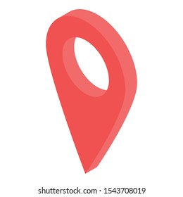 Red gps pin icon. Isometric of red gps pin vector icon for web design isolated on white background