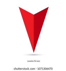 Red GPS pointer icon flat style isolated with shadow. Navigation map, GPS, direction, place, compass, contact, search concept.