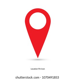Red GPS pointer icon with shadow. Navigation map, GPS, direction, place, compass, contact, search concept.