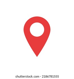 Red GPS symbol, with circle leaked in the center. Used to indicate a location. Vector art red GPS pointer on white background.