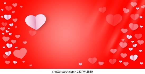 Red gradient abstract background with stripes and heart shape for valentine