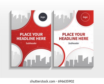 Red Gradient Abstract Circle Theme Layout Design with Image in Business Brochure Template Vector.  Red Book Cover Layout Design, Modern Red Clean Portfolio Cover Layout.