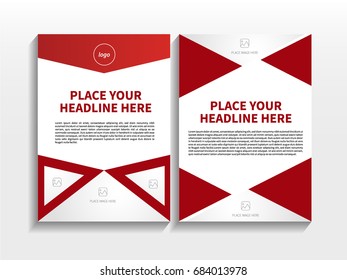 Red Gradient Abstract Triangle Theme with Image in Business Brochure Design Template Vector.  