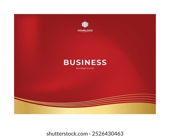 Red gradient background banner template design with gold wave pattern, red and black abstract background