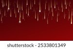 Red gradient background with golden streaks as falling shooting stars. Vector illustration for Christmas and New year festive celebration greeting card