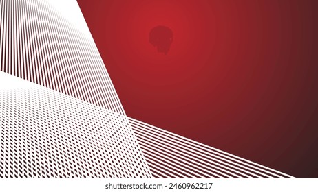 Red gradient background with stripes line for backdrop or presentation