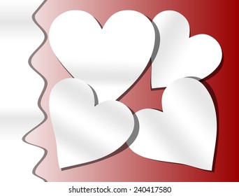 Red gradient background with white paper cut heart