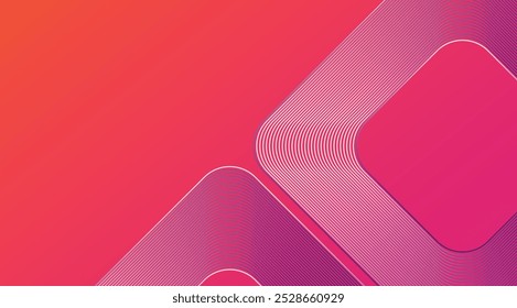 Plantilla de líneas de curva ancha de fondo de gradiente rojo para su diseño