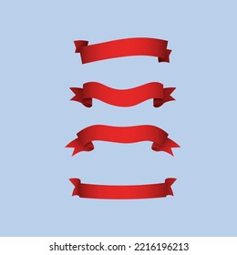 red gradient banner flag collection set.