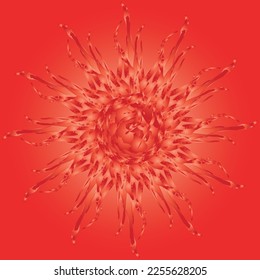 Red gradient blazing fire, sun