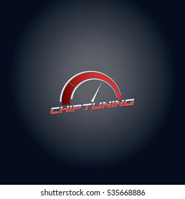 Red Gradient Car Chip Tuning Vector Logo Design