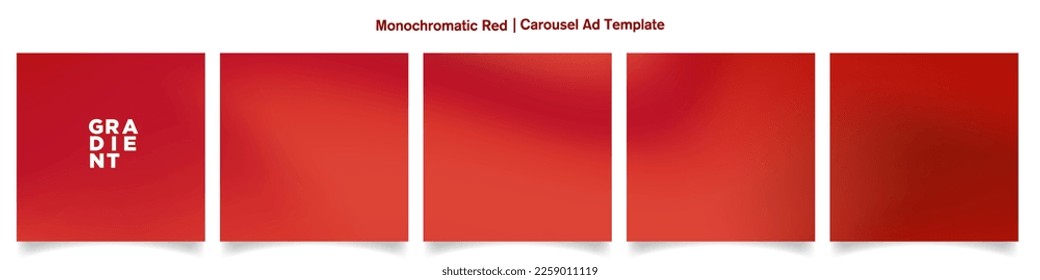 Red Gradient Carousel Ad Template. Red continuous Gradient background set for social media templates. Editable Vector Illustration. EPS 10