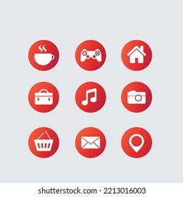 red gradient circle icon collection set for social media