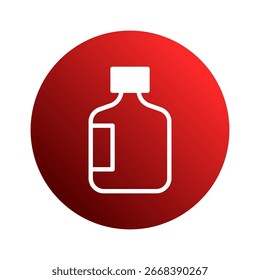 Ícone de círculo de gradiente vermelho com garrafa de medicamento simbolizando cuidados de saúde e tratamento médico ilustração vetorial